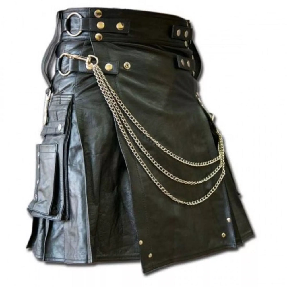 Kilt en cuir noir pour homme
