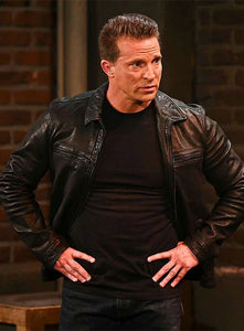 STEVE BURTON Black Leather Jacket