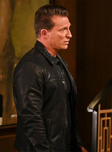 STEVE BURTON Black Leather Jacket