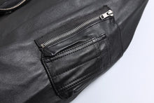 Charger l&#39;image dans la galerie, Blouson Biker Homme Noir Brando En Cuir Premium
