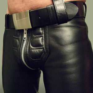 Pantalon de motard rembourré en cuir véritable pour hommes