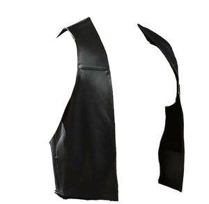 Gilet ouvert en cuir véritable noir Gay Vest Fetish Bondage