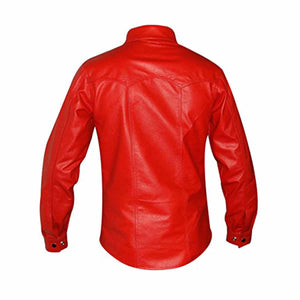 Men's Red Genuine Leather Shirt