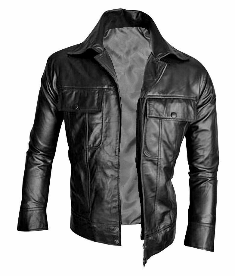 Men's Wide Collar Leather Jacket