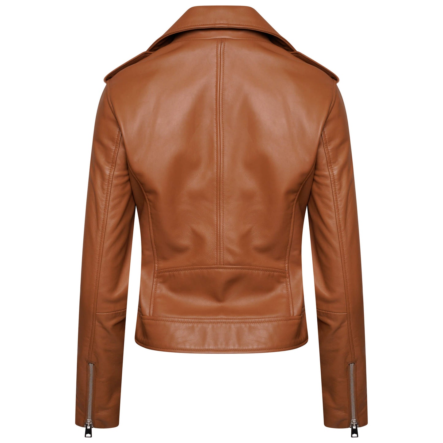 Women's Tan Leather Biker Jacket