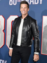 Load image into Gallery viewer, TOM BRADY Leather Racer Neck Biker Jacket
