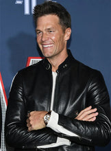 Load image into Gallery viewer, TOM BRADY Leather Racer Neck Biker Jacket
