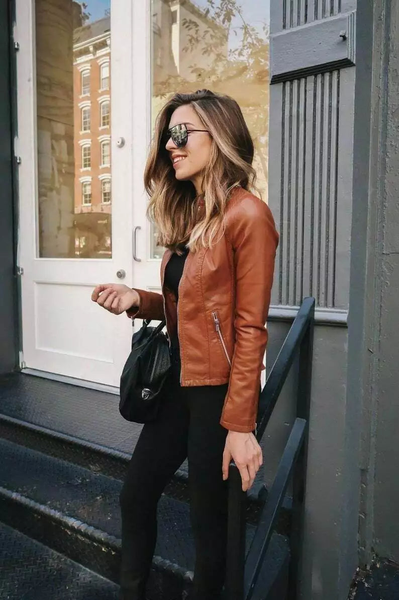 Women's Tan Leather Jacket
