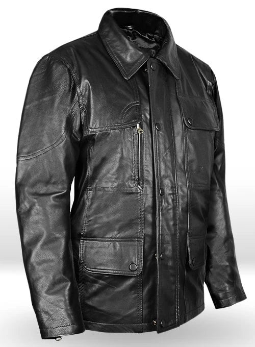 Men's Black Leather Long Jacket
