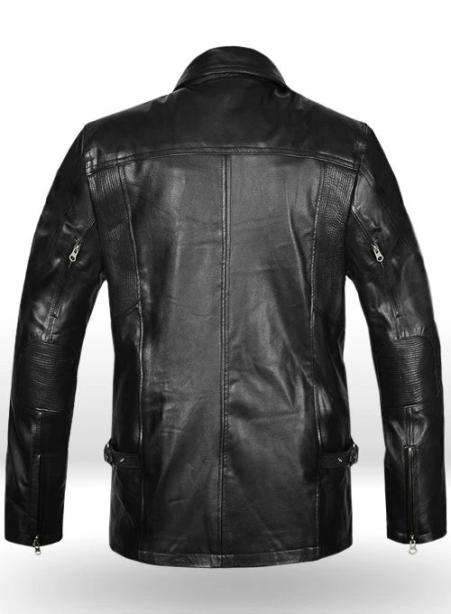 Men's Black Leather Long Jacket
