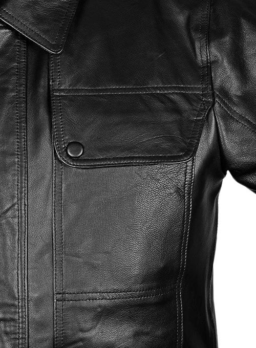 Men's Black Leather Long Jacket