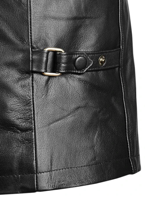 Men's Black Leather Long Jacket