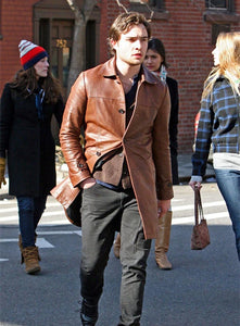 ED WESTWICK Brown Genuine Leather Coat Jacket