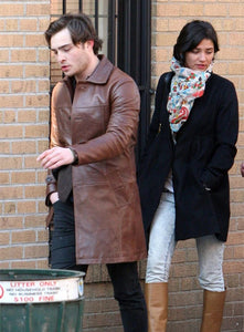 ED WESTWICK Brown Genuine Leather Coat Jacket