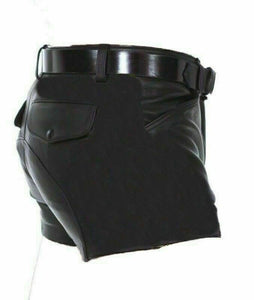 Men's Genuine Leather Shorts With Belt