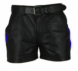 Men's Genuine Leather Shorts With Belt