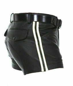 Men's Genuine Leather Shorts With Belt