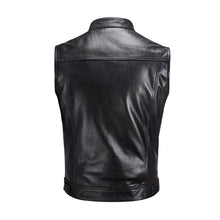 Load image into Gallery viewer, Men&#39;s Black Genuine Leather Biker Vest
