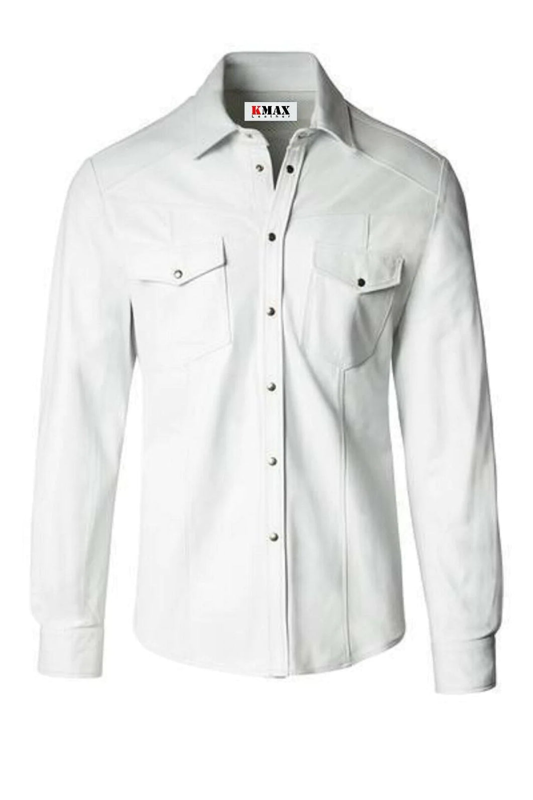 Men's White Genuine Leather Shirt