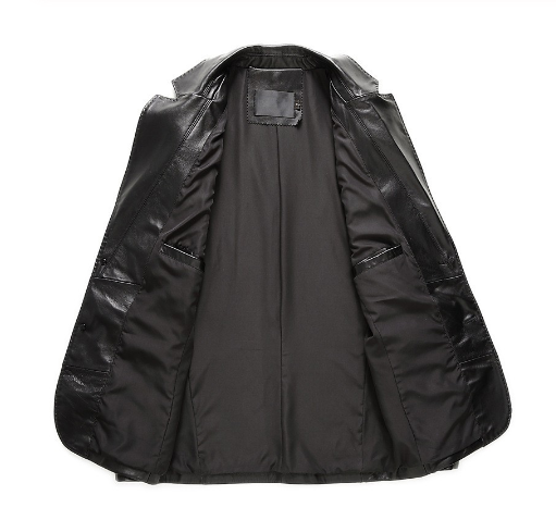 Schwarzer Herren-Blazer aus echtem Lammleder