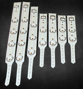 Robuste 7-teilige weiße Echtleder-Bondage-Fesseln für Handgelenk, Hals, Knöchel und Oberschenkel