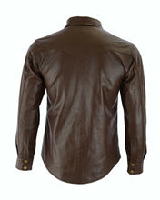 Indlæs billede til gallerivisning Men&#39;s Brown Genuine Sheep Leather Shirt
