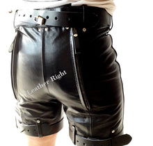 Load image into Gallery viewer, Men&#39;s Real Leather Bondage Lockable Chastity Shorts
