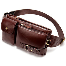 Indlæs billede til gallerivisning Men&#39;s Genuine Leather Waist Pack Waist Bag Belt Bag Phone Bag Travel Waist Pack
