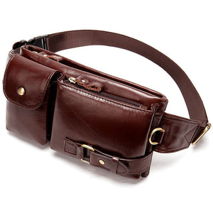 Men's Genuine Leather Waist Pack Waist Bag Belt Bag Phone Bag Travel Waist Pack