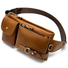 Indlæs billede til gallerivisning Men&#39;s Genuine Leather Waist Pack Waist Bag Belt Bag Phone Bag Travel Waist Pack
