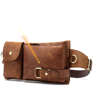 Men's Genuine Leather Waist Pack Waist Bag Belt Bag Phone Bag Travel Waist Pack