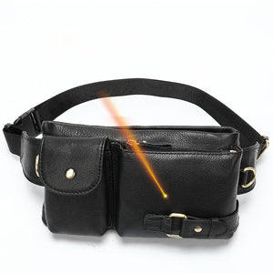 Men's Genuine Leather Waist Pack Waist Bag Belt Bag Phone Bag Travel Waist Pack