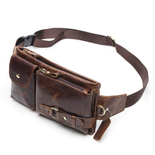 Cargar imagen en el visor de la galería, Men&#39;s Genuine Leather Waist Pack Waist Bag Belt Bag Phone Bag Travel Waist Pack
