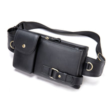 Lataa kuva Galleria-katseluun, Men&#39;s Genuine Leather Waist Pack Waist Bag Belt Bag Phone Bag Travel Waist Pack
