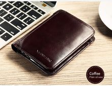 Cargar imagen en el visor de la galería, Men&#39;s Wallets Genuine Leather Trifold Wallet with ID Window
