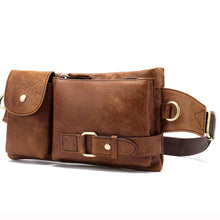 Lataa kuva Galleria-katseluun, Men&#39;s Genuine Leather Waist Pack Waist Bag Belt Bag Phone Bag Travel Waist Pack
