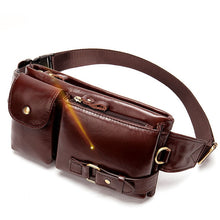 Cargar imagen en el visor de la galería, Men&#39;s Genuine Leather Waist Pack Waist Bag Belt Bag Phone Bag Travel Waist Pack
