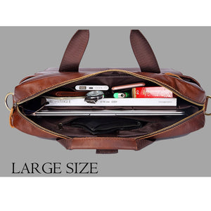 Men's Genuine Leather Handbags Laptop Bag Business Travel Messenger Bag