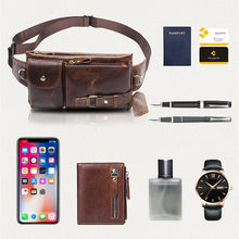 Lataa kuva Galleria-katseluun, Men&#39;s Genuine Leather Waist Pack Waist Bag Belt Bag Phone Bag Travel Waist Pack
