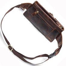 Indlæs billede til gallerivisning Men&#39;s Genuine Leather Waist Pack Waist Bag Belt Bag Phone Bag Travel Waist Pack
