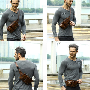 Men's Genuine Leather Waist Pack Waist Bag Belt Bag Phone Bag Travel Waist Pack