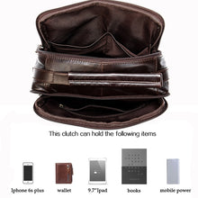 Lataa kuva Galleria-katseluun, Men&#39;s Genuine Leather Cross body Bag Messenger Bag Shoulder Bag
