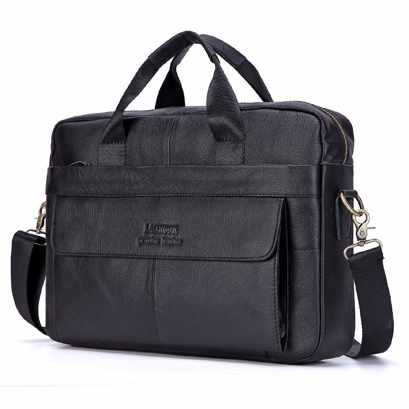 Men's Genuine Leather Handbags Laptop Bag Business Travel Messenger Bag