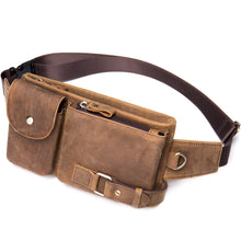 Cargar imagen en el visor de la galería, Men&#39;s Genuine Leather Waist Pack Waist Bag Belt Bag Phone Bag Travel Waist Pack
