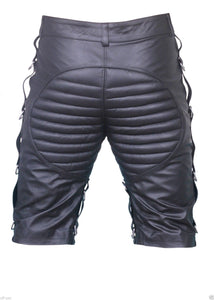 Men's Real Leather Featuring Side Straps Padded Shorts