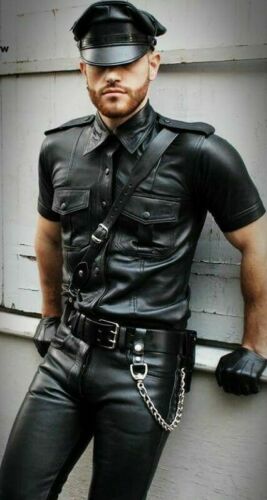 Leather short sleeve shirt