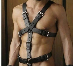 Man's Handmade Real Leather Body Harness Bondage
