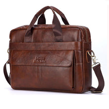 Lataa kuva Galleria-katseluun, Men&#39;s Genuine Leather Handbags Laptop Bag Business Travel Messenger Bag
