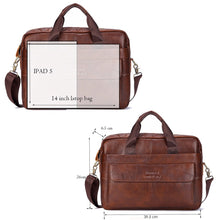 Cargar imagen en el visor de la galería, Men&#39;s Genuine Leather Handbags Laptop Bag Business Travel Messenger Bag
