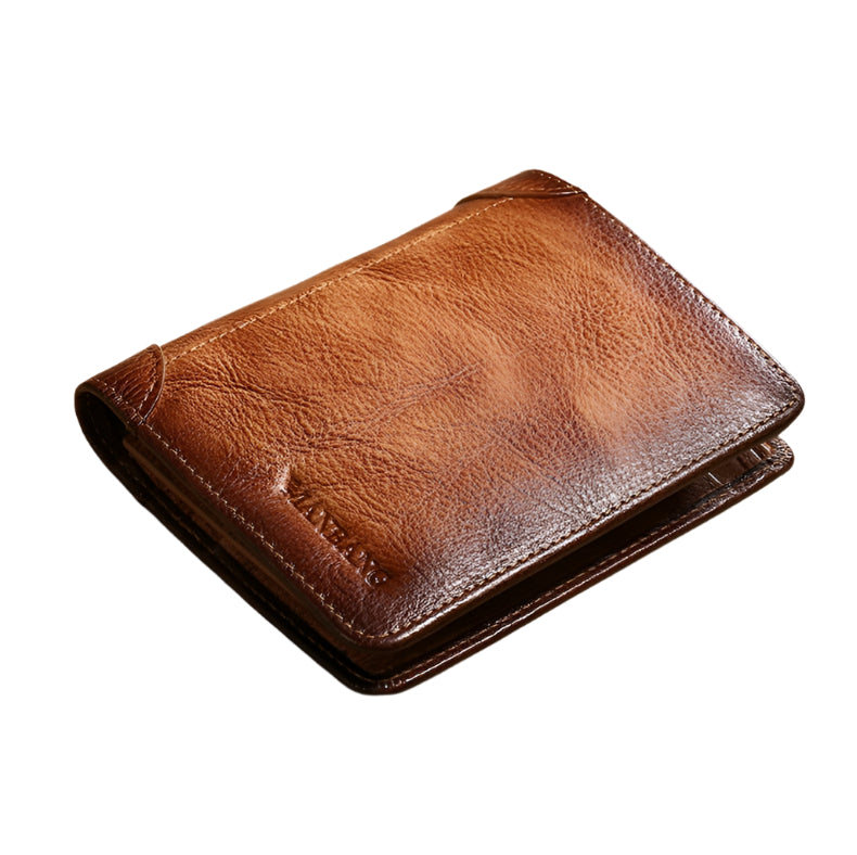 Men's Wallets Genuine Leather Trifold Wallet with ID Window